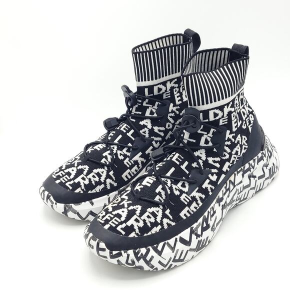 KARL LAGERFELD Skyline Graffiti Pull On black white women's size 7 - Picture 1 of 9